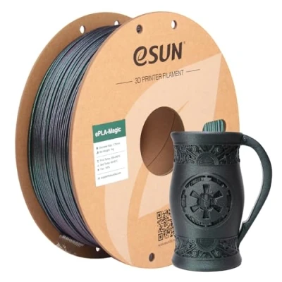 Afbeelding van eSUN Dual Colour PLA Filament 1.75mm, ePLA Magic Glitter 3D Printer Filament, Dimensionale nauwkeurigheid +/ 0.05mm, 1KG Spool (2.2 LBS) voor Printers, Donker Glanzend Groen
