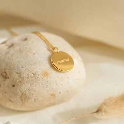 Afbeelding van Vergulde Mama ketting 18K Goud Rond Modern Cadeau voor moeders