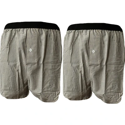 Afbeelding van Embrator 2 stuks mannen Boxershorts geweven katoen off wit/zwart XXL