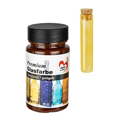Afbeelding van Ideen mit Herz Premium glasverf, transparant, waterdicht, 90 ml (goudgeel)