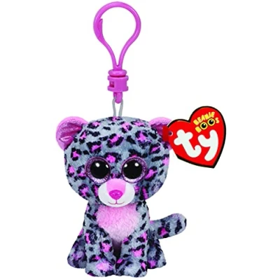 Afbeelding van Carletto Ty 36616 Tasha Leopard Clip Glitter Eye Beanie Boo&#039;s, 8,5 cm, roze/grijs, paars