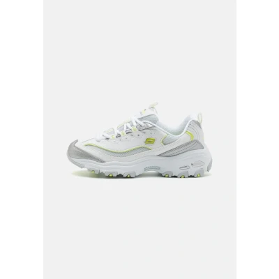 Afbeelding van Skechers D&#039;LITES Sneakers laag, Dames, Maat: 37, White/silver/lime Imitatieleer/ textiel