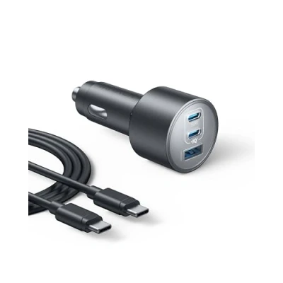 Afbeelding van Autolader, Anker 167,5 W Max 3 poorts autoladeradapter, USB C auto adapter voor MacBook Pro/Air, iPhone 15/14/13 serie, Samsung S24/S23, iPad Pro, AirPods en meer (inclusief naar kabel)