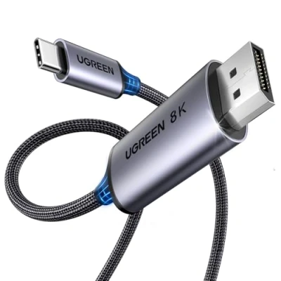 Afbeelding van UGREEN USB C naar DisplayPort 1.4 kabel bidirectionele 8K@60Hz 4K@240Hz Thunderbolt 4 Aluminium gevlochten （2M）