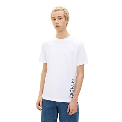 Afbeelding van Tom Tailor Denim heren 1036963 T Shirt, 20000 wit, M