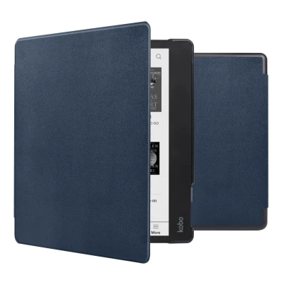 Afbeelding van Kobo Elipsa 2E Hoes: iMoshion Slim Hardcase Sleepcover Bookcase met stand Donkerblauw Kunstleder E Reader Hoezen