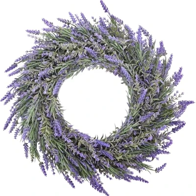 Afbeelding van DDHS Lavendel krans voor voordeur, 19 inch kunstmatige boerderij kransen muur raam feest bruiloft decor binnen en buiten
