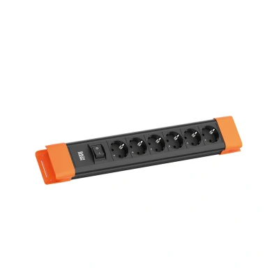 Afbeelding van BACHMANN CONNECTUS 6xCEE7/3, 1xSchalter 2,0m CEE7/7 Schwarz/Orange