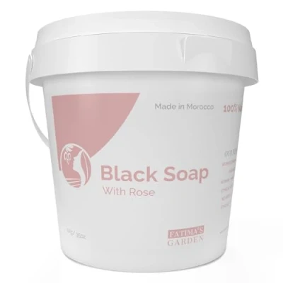 Afbeelding van Fatima&#039;s Garden Zwarte Zeep met Rozenolie Natuurlijke Exfoliator, 1Kg