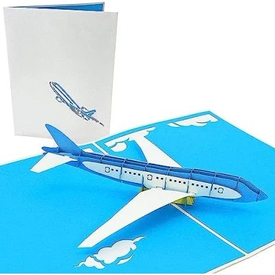 Afbeelding van PopLife Jet Vliegtuig Popup Card voor alle gelegenheden Gelukkige verjaardag, Afstuderen, Gefeliciteerd, Pensionering, Werkverjaardag, Vaderdag Piloten, Vliegtuigreizigers Vouwt plat Mailing