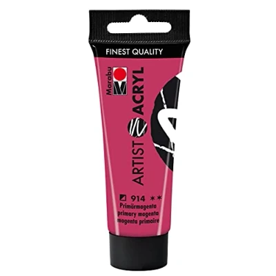 Afbeelding van Marabu 12200055914 Artist acryl primaire magenta 914, 22 ml, fijne acrylverf in kunstenaarskwaliteit, op waterbasis, pastose consistentie, hoog gepigmenteerd, zeer goede glans en dekking