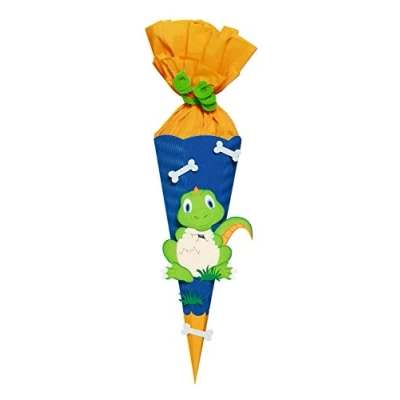 Afbeelding van Ursus 9860004 Schultüte knutselset Mini, dino, zeshoekig, hoogte ca. 41 cm, diameter 15 inclusief handleiding en voorgebogen, om zelf te knutselen, ideaal voor inschrijving
