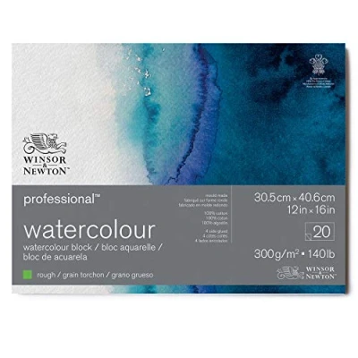 Afbeelding van Winsor &amp; Newton 6664012 Professioneel aquarelpapier in blok 20 vellen 30,5 x 40,6 cm, 300 g/m², grofkorrelig, helder natuurlijk wit papier archiveerbare kwaliteit, bestand tegen vergeling