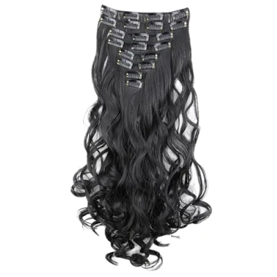 Afbeelding van CAISHA XXL 45cm 8 Delige Set CLIP IN EXTENSIONS Haarextensies Haarstukje Golvend Zwart CES1 1