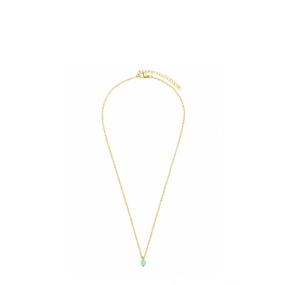 Afbeelding van Lucardi Dames Stalen goldplated Ketting met amazoniet Staal Goudkleurig 45 cm