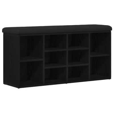 Afbeelding van vidaXL Schoenenbank Zwart eiken Samengesteld hout, schuim 102 x 32 48 cm