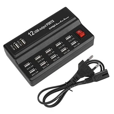 Afbeelding van USB hub, 12 poorten laadstation, snel en veilig opladen, 5 V 10 A stekkerdoos (220V EU)