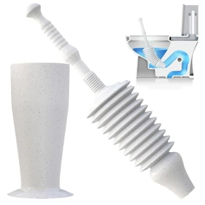 Afbeelding van Luigi&#039;s Toiletzuiger met houder Heavy Duty, dubbele stuwkracht, krachtige pomp balgontwerp voor maximale kracht lage stroom, langwerpige en vierkante bodem Loos Grijs