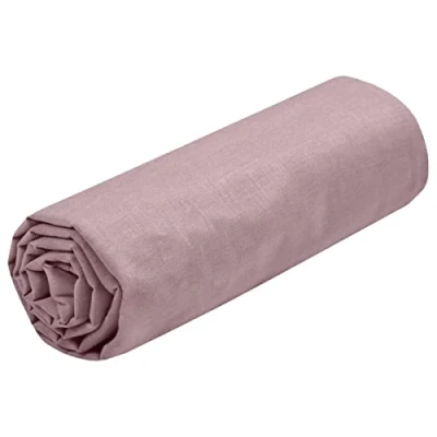 Afbeelding van Lovely Casa Hoeslaken, afmeting 160 x 200 cm, grote spanhoogte 30 100% katoen, Oeko Tex gecertificeerd, kleur: oudroze, model Eden beddengoed voor thuis zacht en comfortabel knuffelnest