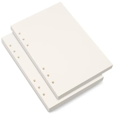 Afbeelding van A5 blanco papier, navulpapier, vulpapier, 6 gaten geperforeerd, papieren vullingen voor Filofax Planner Binder Journals Notities, 80 vellen/160 pagina&#039;s, 5,6 x 8,3 inch, beige (2)
