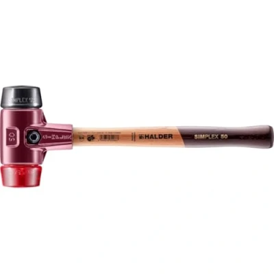 Afbeelding van Halder Kunststofhamer lengte 350 mm kop d. 50 middelhard/hard hout rubber zwart/plastic rood 1 stuk 3026.050