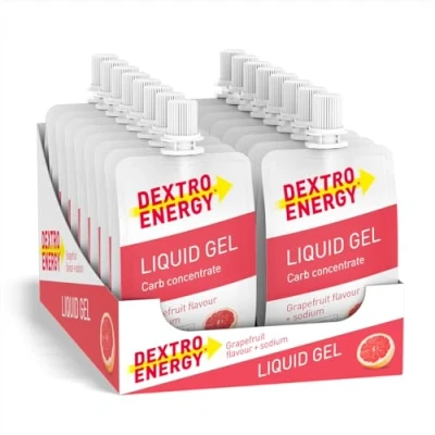 Afbeelding van Dextro Energy Liquid Gel Lekkere vegan energiereep Alternatief voor je indoor of outdoor work out Grapefruit + natrium 18 x 60 ml (pak met stuks)