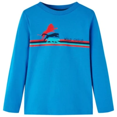 Afbeelding van Kindershirt met lange mouwen wilde dierenprint 104 kobaltblauw