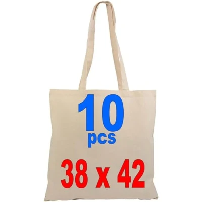 Afbeelding van Sakge shopper tassen van natuurlijk katoen, 38 x 42 cm, 10 stuks