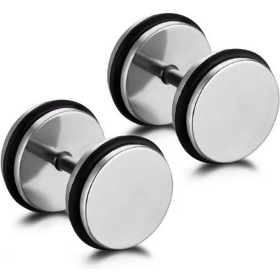 Afbeelding van Dumbbell Stud oorbellen Edelstaal Zilverkleurig
