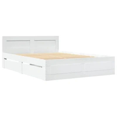 Afbeelding van vidaXL Bedframe met hoofdbord bewerkt hout wit 120x200 cm