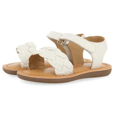 Afbeelding van Gioseppo CON Trenzado Y Cierre Ajustable Flushe Fushe Babyschoenen voor kinderen, Maat: 27, Offwhite Leer