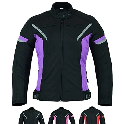 Afbeelding van Motorjas voor dames Waterdichte textiel Cordura jas met bescherming CE (EN 1621 1) Texpeed Purper M