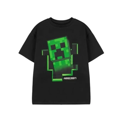Afbeelding van Minecraft T shirt Jongens Creeper In Black Short Sleeve Gamer Top 11 12 jaar