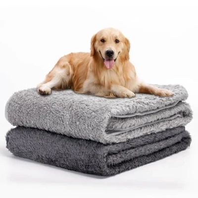 Afbeelding van Nobleza 2 stuks, zachte pluche deken voor honden en katten, verbeterd, pluizig andere huisdieren, wasbaar, donkergrijs licht, 120 x 100 cm