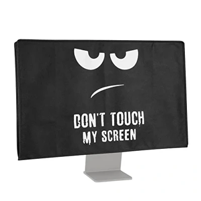 Afbeelding van kwmobile beschermhoes monitor geschikt voor Studio Display Computerscherm cover Computer accessoires PC scherm hoes in wit / zwart Don&#039;t Touch My Screen design