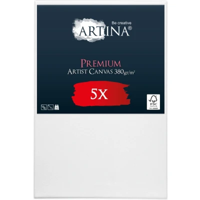 Afbeelding van Artina Set van 5 Schildersdoeken 40x60 cm FSC® Schildersdoek Stuks Premium Canvas Dubbel Geprimed Spieraam Wit