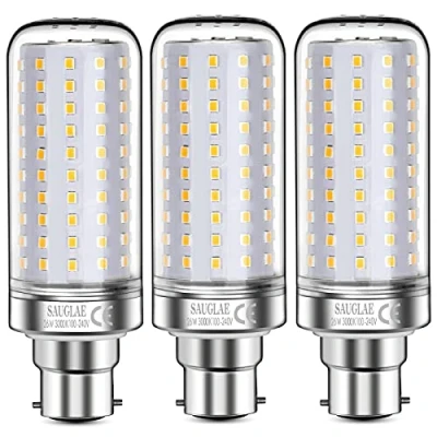 Afbeelding van SAUGLAE 26 W LED lampen, 200 gloeilampen, equivalent, 3000 K warm wit, lm, B22 bajonetkap, 3 stuks
