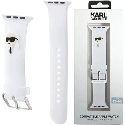 Afbeelding van Karl Lagerfeld 3D Rubberen Hoofdband voor Apple Watch 42/44/45/49mm wit