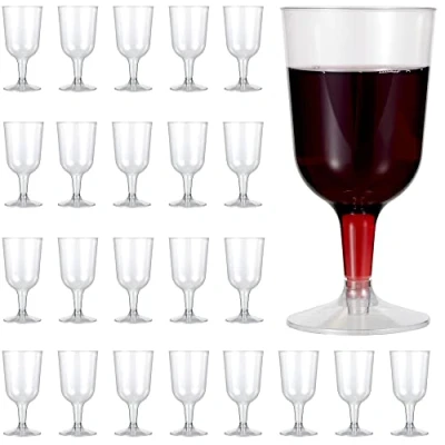 Afbeelding van MATANA 48 Plastic Wijnglazen voor Bruiloften, Verjaardagen, Kerstmis &amp; Feesten (180ml) Helder als Glas Elegant, Herbruikbaar Stevig
