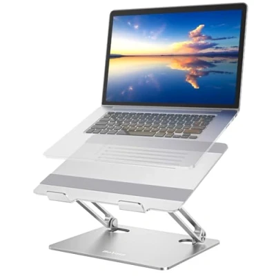 Afbeelding van BoYata laptopstandaard, laptop verhoger met meerdere hoeken en warmteafvoer, verstelbare notebookstandaard compatibel voor (10 15 inch) inclusief MacBook Pro/Air, Lenovo, Samsung, HP(Zilver)