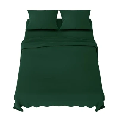 Afbeelding van Dreamzie Beddengoedset 160x200 cm 4 delig Microvezel Hoeslaken Laken 2 Personen 240x280 Kussenslopen 50x80 Oeko Tex Gecertificeerd Groen