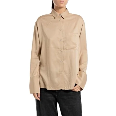 Afbeelding van Replay Damesblouse Comfort fit, 867 Light Coffee, XS