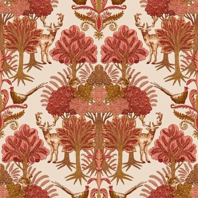 Afbeelding van Dutch Wallcoverings Tapestry TP422304 Nordic Deer Forest Rood