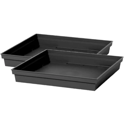 Afbeelding van 2x stuks bloempot kunststof onderschalen Toscane antraciet vierkant L33 x B33 H5 cm Plantenpotten