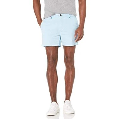 Afbeelding van Goodthreads mannen 12,7 cm binnenbeenlengte platte voorkant stretch chino korte,Blauw (lichtblauw),40W