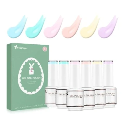 Afbeelding van Nicedeco Pasen Gel Nagellak Set Semi permanent Gellak UV LED Soak Off Kleuren 6 x 8ML Gift 20
