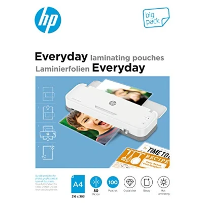 Afbeelding van HP 9154 Everyday Lamineerfolies A4 Big pack Lamineerhoezen voor Warm Lamineren Transparant 80 Micron 100 Stuks