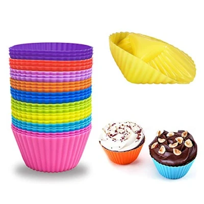 Afbeelding van Set van 27 siliconen cupcake bakvormpjes, herbruikbare cupcakevormpjes, muffinvormpjes