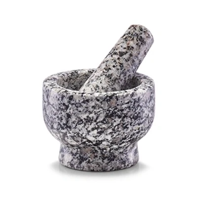 Afbeelding van Vijzel met stamper graniet grijs D9 x H6,5 cm en mortier