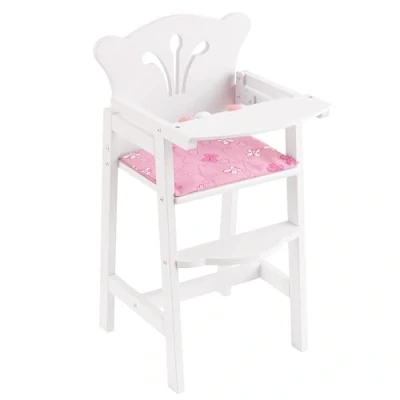 Afbeelding van KidKraft 61101 Lil&#039; Doll kinderstoel voor poppen wit en roze van hout, meubelaccessoire 45 cm / 18 inch